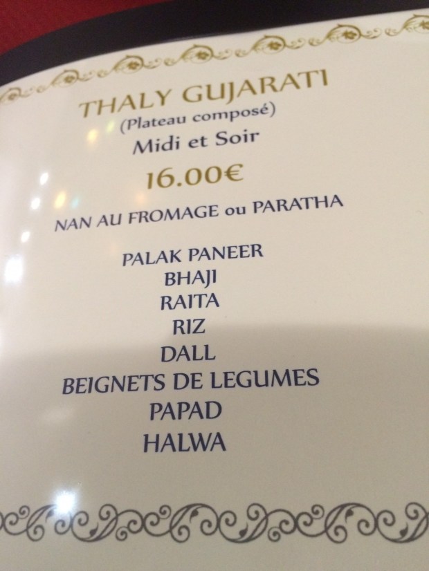 Carte indien végétarien paris 20