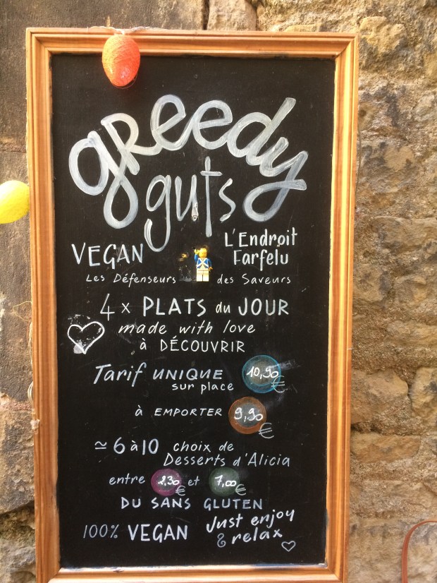 Carte Greedy Guts resto végane à Caen